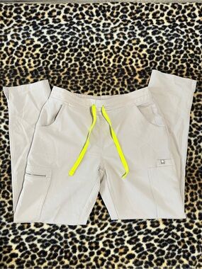 Figs Yola Pants Uniform with Neon Yellow Drawstring